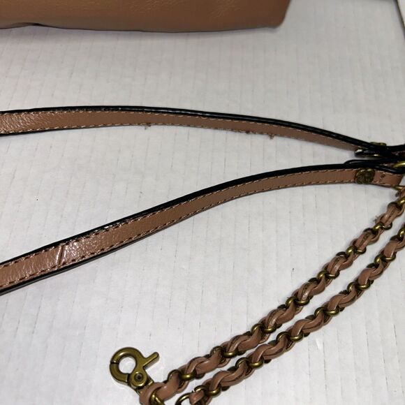 Elliot Lucca Brown Tan Leather Crossbody Bag Purse Zip Top removable Strap - Picture 5 of 16